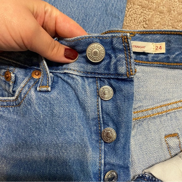 {Levi's} Wedgie Straight Fit Cropped Jeans ~ Size 24 - Picture 7 of 16